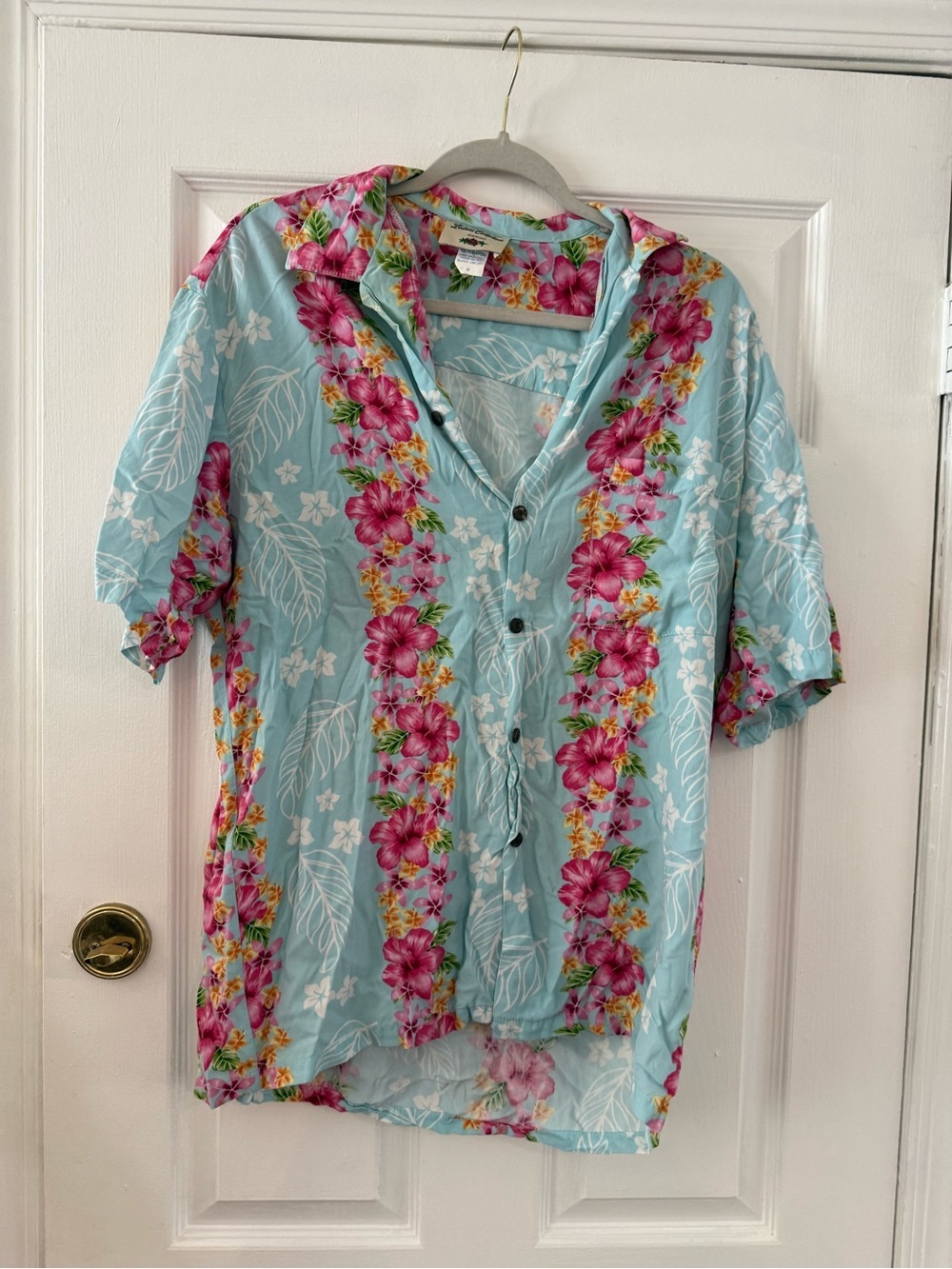 Leilani Light Blue Floral Hawaiian Button-Down Shirt - Unbranded